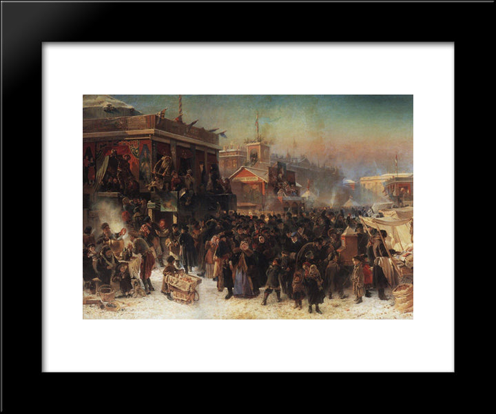 Fair Booths On Admiralty Square, St. Petersburg 20x24 Black Modern Wood Framed Art Print Poster by Makovsky, Konstantin