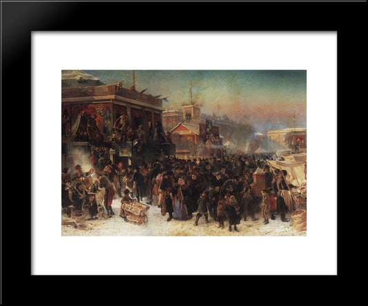 Fair Booths On Admiralty Square, St. Petersburg 20x24 Black Modern Wood Framed Art Print Poster by Makovsky, Konstantin