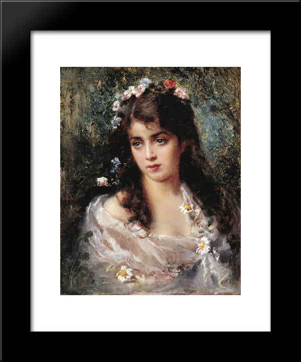 Girl Dressed As Flora 20x24 Black Modern Wood Framed Art Print Poster by Makovsky, Konstantin