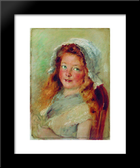 Girl In Bonnet 20x24 Black Modern Wood Framed Art Print Poster by Makovsky, Konstantin