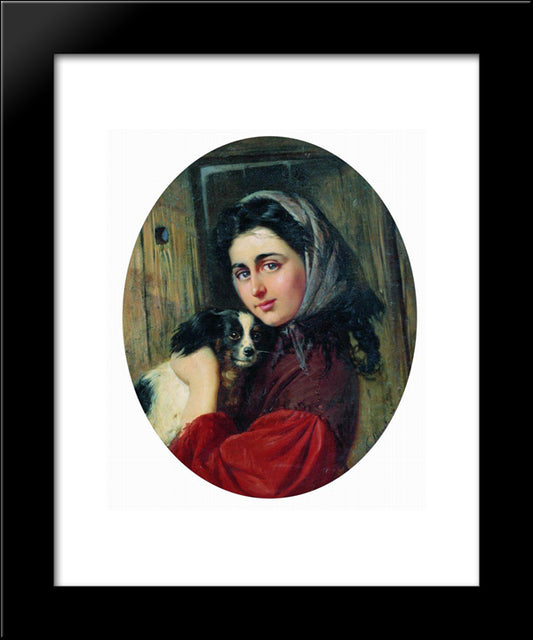 Girl With Dog 20x24 Black Modern Wood Framed Art Print Poster by Makovsky, Konstantin