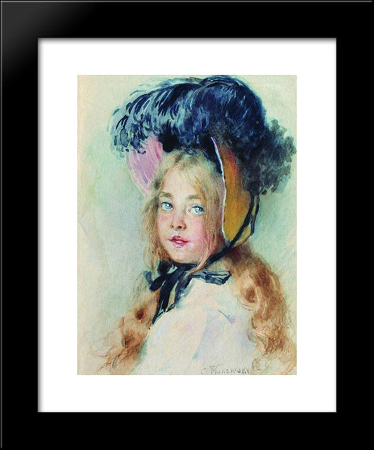 Girl With Hat 20x24 Black Modern Wood Framed Art Print Poster by Makovsky, Konstantin