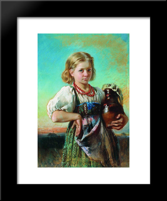 Girl With Jug 20x24 Black Modern Wood Framed Art Print Poster by Makovsky, Konstantin