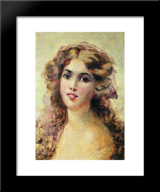 Head 20x24 Black Modern Wood Framed Art Print Poster by Makovsky, Konstantin
