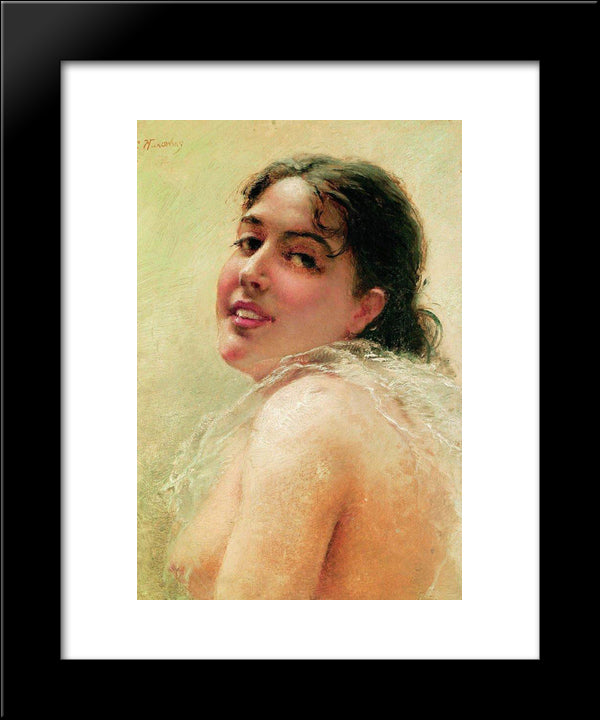 Head (Portrait Of Y.Makovskaya) 20x24 Black Modern Wood Framed Art Print Poster by Makovsky, Konstantin