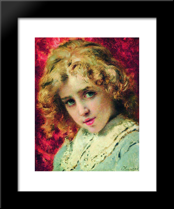 Head Of Child (Portrait Of The Son Konstantin) 20x24 Black Modern Wood Framed Art Print Poster by Makovsky, Konstantin