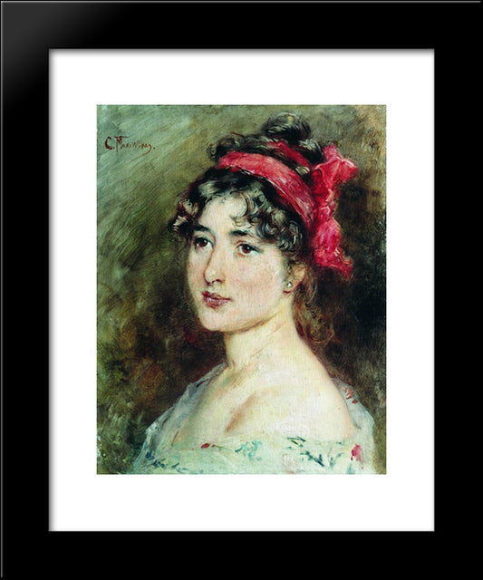 Head Of The Girl 20x24 Black Modern Wood Framed Art Print Poster by Makovsky, Konstantin