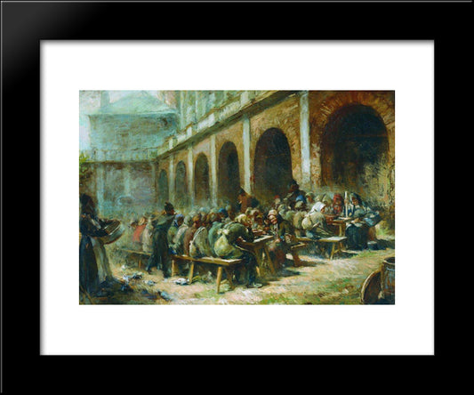 Meal Of Pilgrims In The Trinity Lavra Of St. Sergius 20x24 Black Modern Wood Framed Art Print Poster by Makovsky, Konstantin