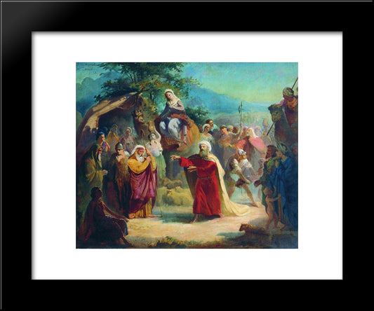 Meeting Of Isaac And Eleazar 20x24 Black Modern Wood Framed Art Print Poster by Makovsky, Konstantin