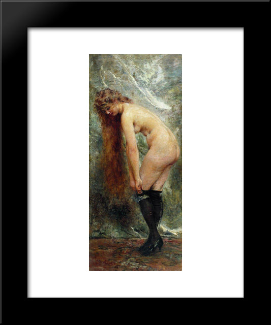 Nude Woman In Black Stockins 20x24 Black Modern Wood Framed Art Print Poster by Makovsky, Konstantin