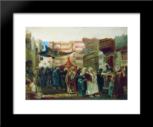 Oriental Funeral In Cairo 20x24 Black Modern Wood Framed Art Print Poster by Makovsky, Konstantin