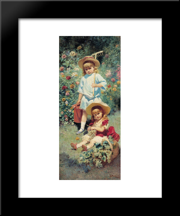 Portrait Of Artist'S Children 20x24 Black Modern Wood Framed Art Print Poster by Makovsky, Konstantin