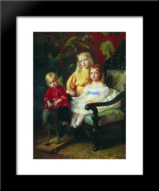 Portrait Of Children Stasovy 20x24 Black Modern Wood Framed Art Print Poster by Makovsky, Konstantin