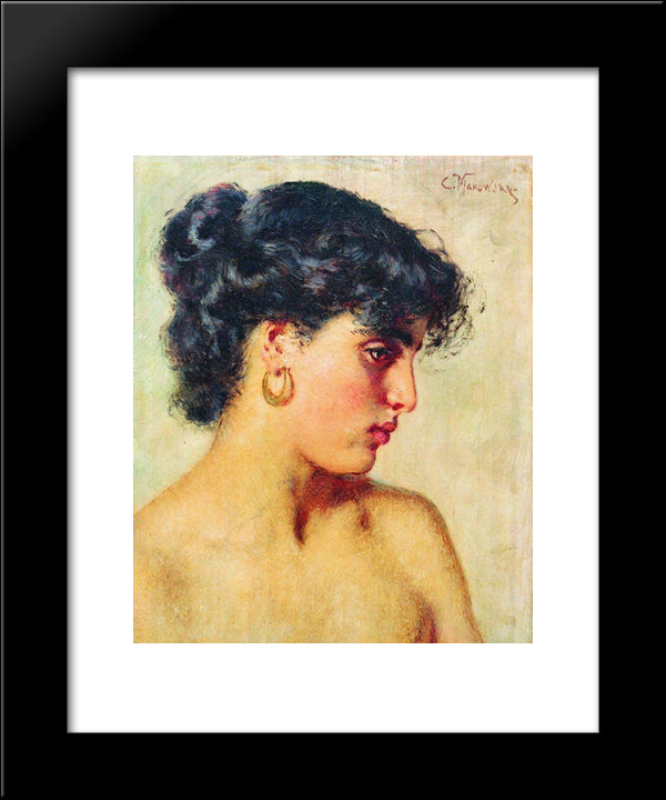 Portrait Of Dark-Haired Beauty 20x24 Black Modern Wood Framed Art Print Poster by Makovsky, Konstantin