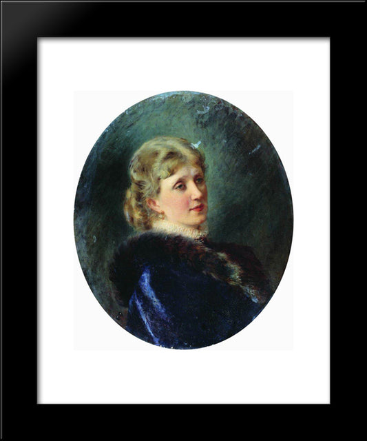 Portrait Of Hudenkova 20x24 Black Modern Wood Framed Art Print Poster by Makovsky, Konstantin