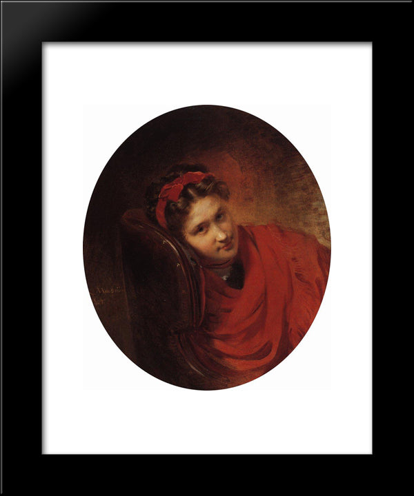 Portrait Of O.Makovskaya 20x24 Black Modern Wood Framed Art Print Poster by Makovsky, Konstantin