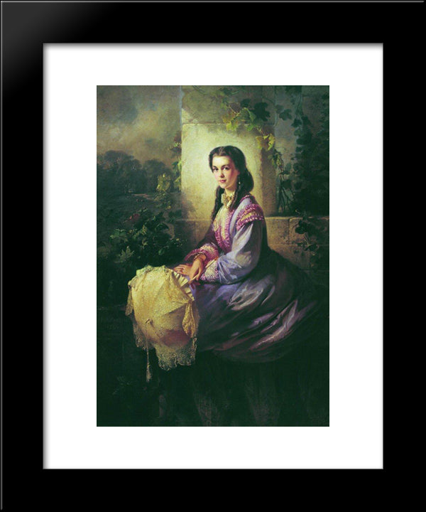 Portrait Of Princess S.Stroganova 20x24 Black Modern Wood Framed Art Print Poster by Makovsky, Konstantin