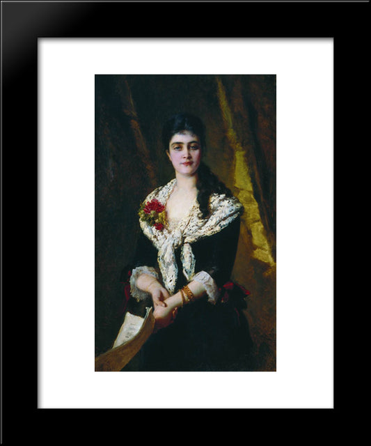 Portrait Of Russian Opera Singer Sandra Panaeva 20x24 Black Modern Wood Framed Art Print Poster by Makovsky, Konstantin