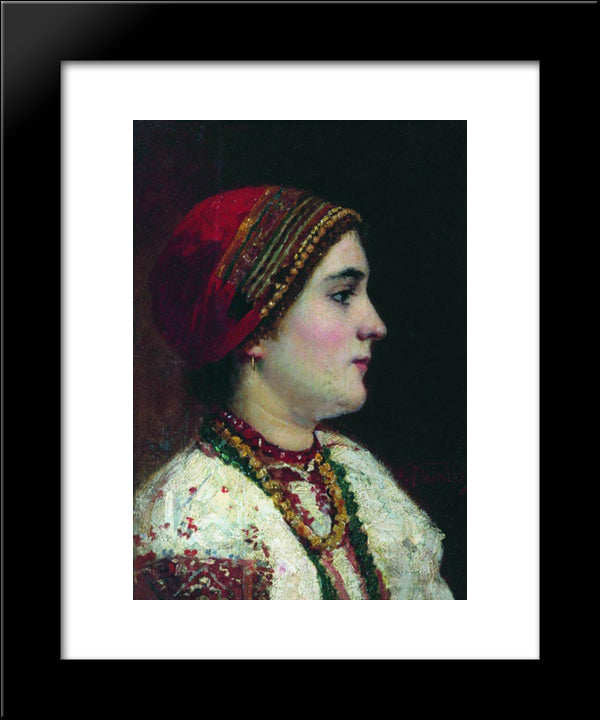 Portrait Of The Girl In A Ukrainian Dress 20x24 Black Modern Wood Framed Art Print Poster by Makovsky, Konstantin