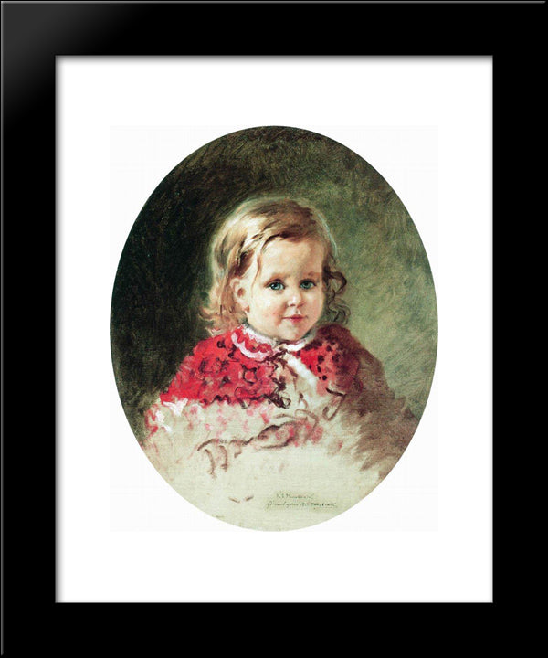 Portrait Of The Girl Zhenia 20x24 Black Modern Wood Framed Art Print Poster by Makovsky, Konstantin