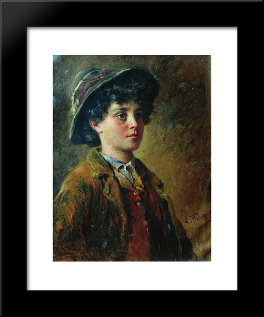 Portrait Of The Italian Boy 20x24 Black Modern Wood Framed Art Print Poster by Makovsky, Konstantin