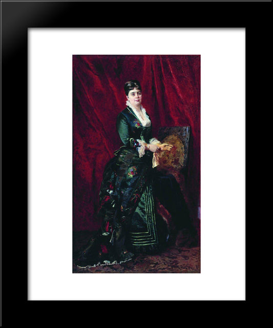 Portrait Of The Young Lady With Green Dress 20x24 Black Modern Wood Framed Art Print Poster by Makovsky, Konstantin