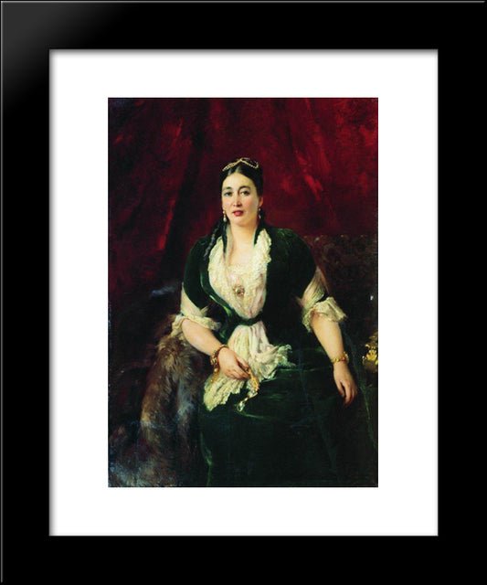 Portrait Of Tradeswoman E.Rastorgueva 20x24 Black Modern Wood Framed Art Print Poster by Makovsky, Konstantin