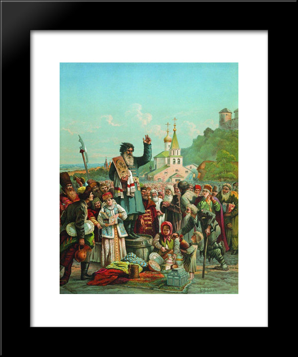 Proclamation Of Kuzma Minin In Nizhny Novgorod In 1611 20x24 Black Modern Wood Framed Art Print Poster by Makovsky, Konstantin