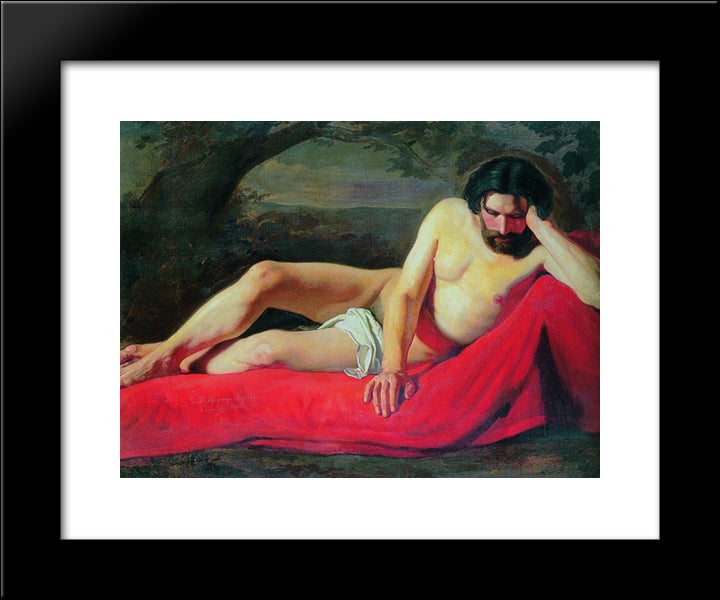 Reclining Model 20x24 Black Modern Wood Framed Art Print Poster by Makovsky, Konstantin