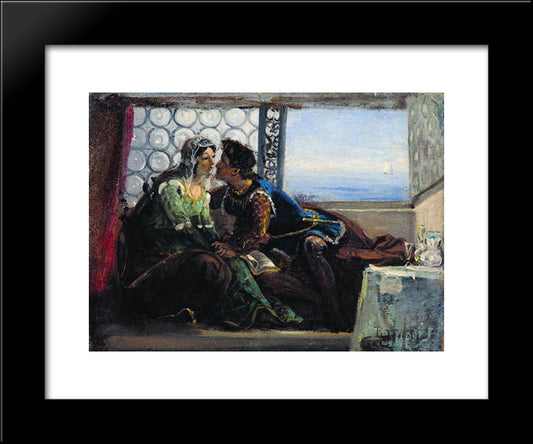 Romeo And Juliet 20x24 Black Modern Wood Framed Art Print Poster by Makovsky, Konstantin