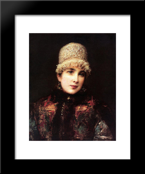 Russian Beauty In Kokoshnik 20x24 Black Modern Wood Framed Art Print Poster by Makovsky, Konstantin