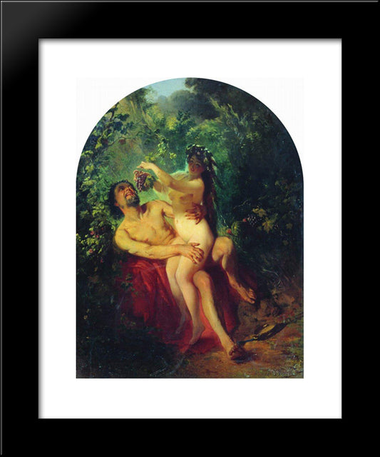 Satyr And Nymph 20x24 Black Modern Wood Framed Art Print Poster by Makovsky, Konstantin