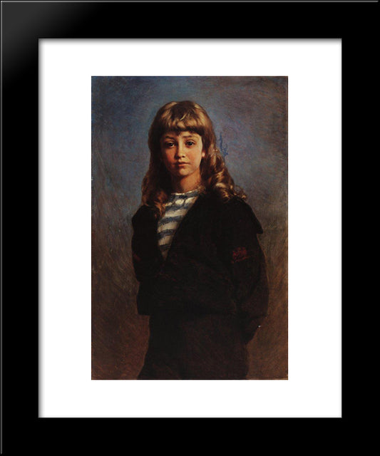 Serezha (Portrait Of Son In Sailor Suit) 20x24 Black Modern Wood Framed Art Print Poster by Makovsky, Konstantin