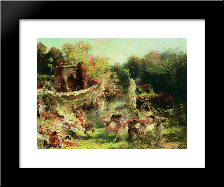 Spring Bacchanalia 20x24 Black Modern Wood Framed Art Print Poster by Makovsky, Konstantin