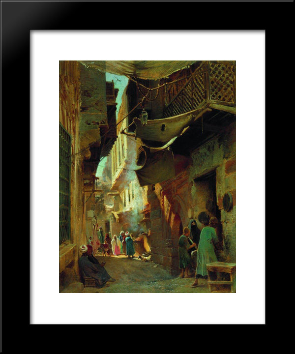 Street In Cairo 20x24 Black Modern Wood Framed Art Print Poster by Makovsky, Konstantin