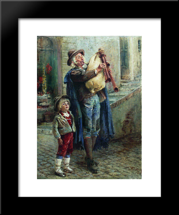 Strolling Musicians 20x24 Black Modern Wood Framed Art Print Poster by Makovsky, Konstantin