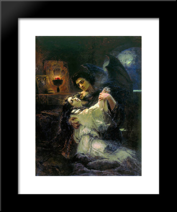 Tamara And Demon 20x24 Black Modern Wood Framed Art Print Poster by Makovsky, Konstantin