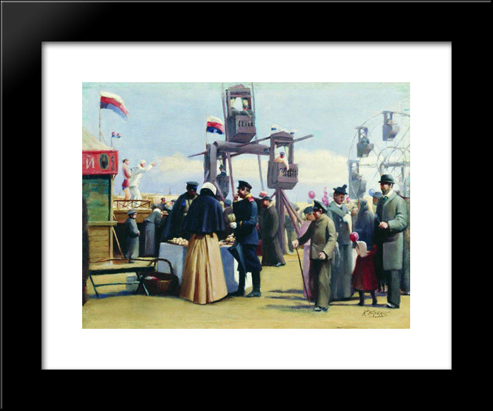 The Moscow Show Booths 20x24 Black Modern Wood Framed Art Print Poster by Makovsky, Konstantin