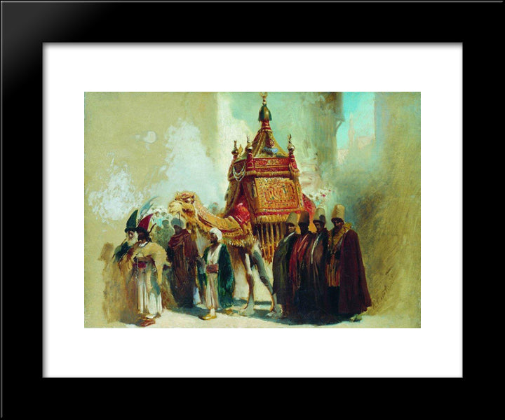 The Transfer Of The Sacred Carpet From Mecca To Cairo 20x24 Black Modern Wood Framed Art Print Poster by Makovsky, Konstantin