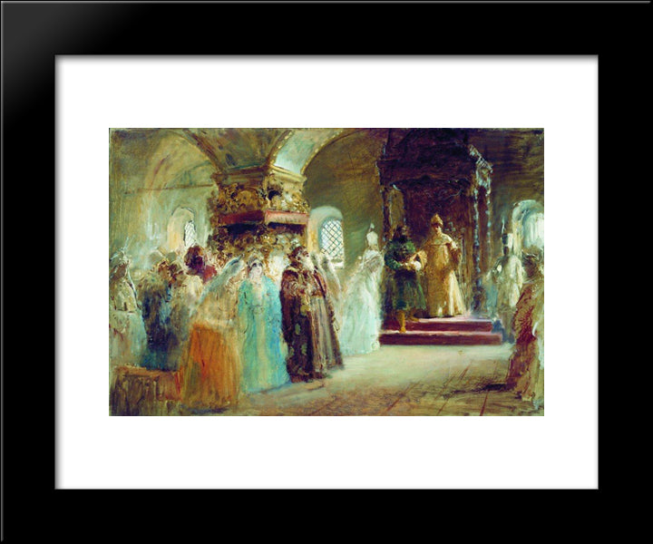 Tsar Alexei Michaylovich Choosing A Bride 20x24 Black Modern Wood Framed Art Print Poster by Makovsky, Konstantin