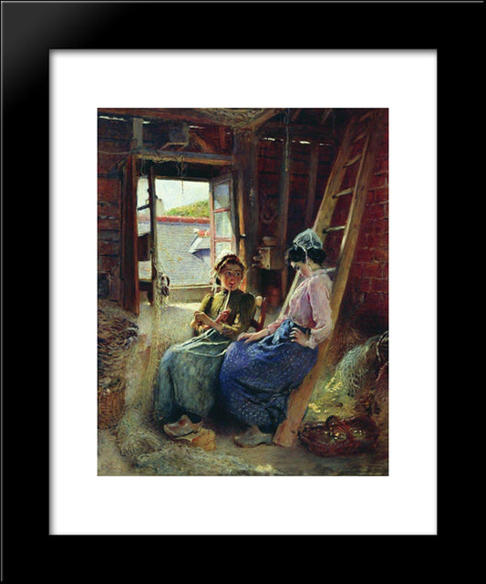 Two Breton Women 20x24 Black Modern Wood Framed Art Print Poster by Makovsky, Konstantin