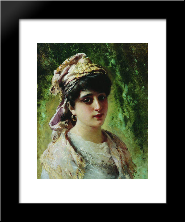 Woman Head 20x24 Black Modern Wood Framed Art Print Poster by Makovsky, Konstantin