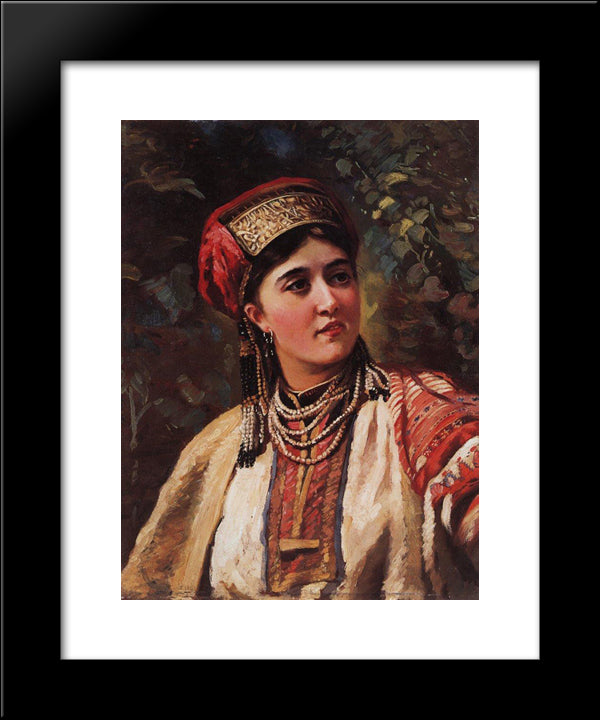 Woman In A National Costume 20x24 Black Modern Wood Framed Art Print Poster by Makovsky, Konstantin