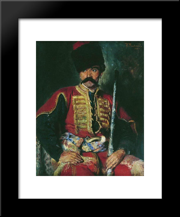 Zaporizhzhya Cossack 20x24 Black Modern Wood Framed Art Print Poster by Makovsky, Konstantin