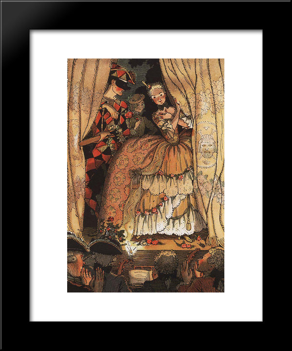 Book Of The Marquise. Illustration 1 20x24 Black Modern Wood Framed Art Print Poster by Somov, Konstantin