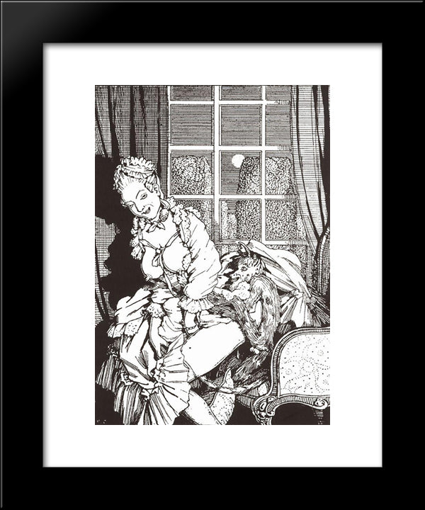 Book Of The Marquise. Illustration 4 20x24 Black Modern Wood Framed Art Print Poster by Somov, Konstantin