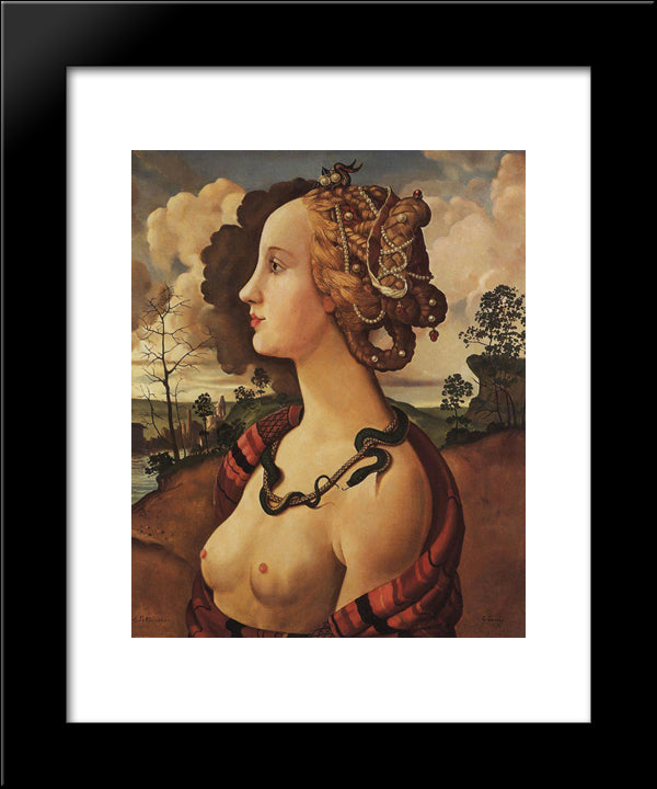 Copy Of 'Portrait Of Simonetta Vespucci' By Piero Di Cosimo 20x24 Black Modern Wood Framed Art Print Poster by Somov, Konstantin