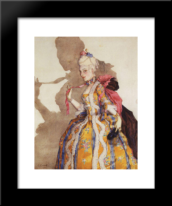 Design Of Costume For Awnings T. Karsavina (To Dance To Music By Mozart) 20x24 Black Modern Wood Framed Art Print Poster by Somov, Konstantin