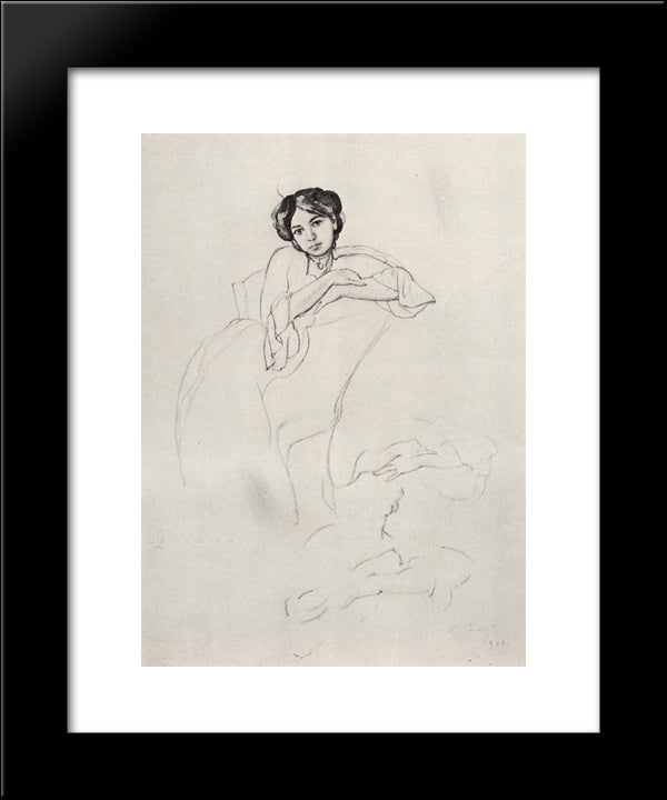 Female Portrait And Sketches Of Hands 20x24 Black Modern Wood Framed Art Print Poster by Somov, Konstantin