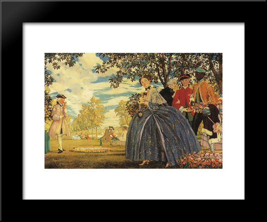 Figures In The Park 20x24 Black Modern Wood Framed Art Print Poster by Somov, Konstantin